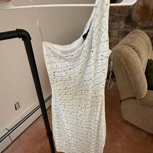 Windsor White Sequin One-Shoulder Dress